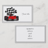 Carte De Visite Voiture Red Race avec drapeau À damiers (Devant / Derrière)