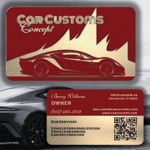 Carte De Visite Voiture rouge et or luxueuse moderne de style grav