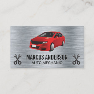 Carte De Visite Voiture rouge   Wrenches   Métallique