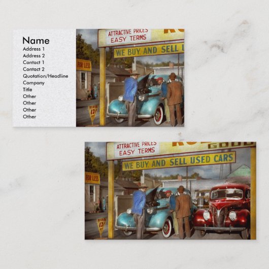 Carte De Visite Voiture - utilisée - le boniment 1939 (Devant / Derrière)