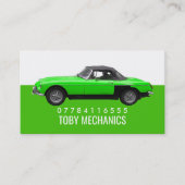 Carte De Visite Voiture verte classique, Mécanique (Devant)