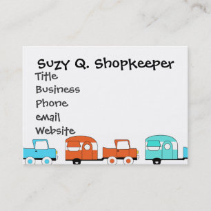 Carte De Visite Voiture vintage orange de rétro de camping