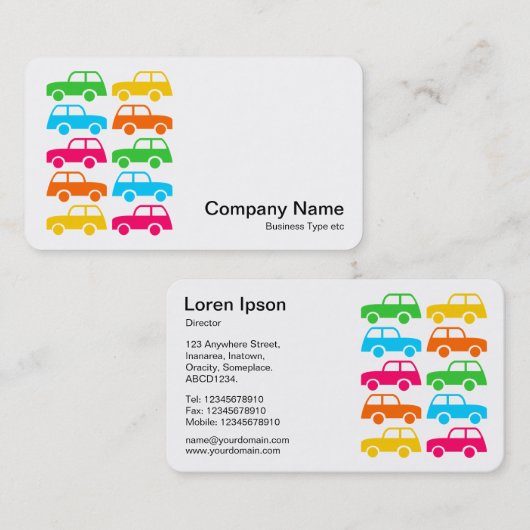 Carte De Visite Voitures colorées (Devant / Derrière)