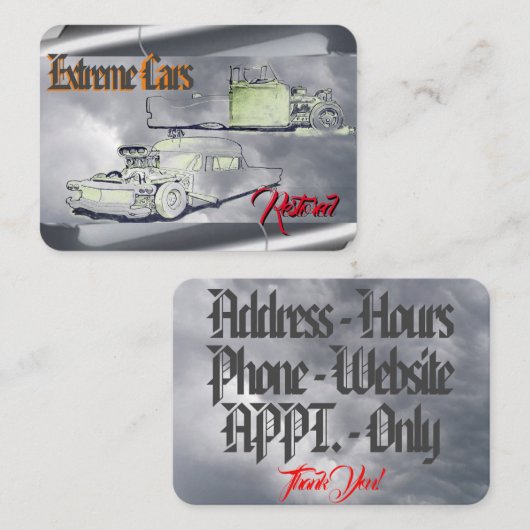 Carte De Visite Voitures extrêmes (Devant / Derrière)