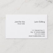 Carte De Visite Voix : Acteur de voix (Dos)