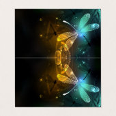 Carte De Visite Vol de libellule verte lumineuse (Extérieur déplié)