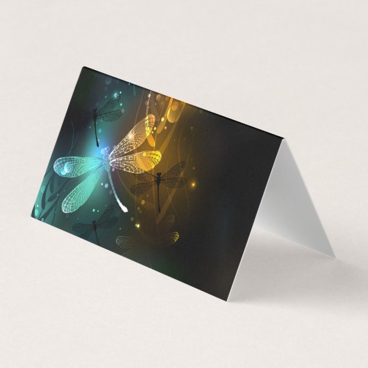 Carte De Visite Vol de libellule verte lumineuse (Dos)