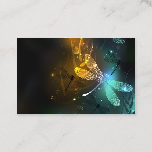 Carte De Visite Vol de libellule verte lumineuse (Devant)
