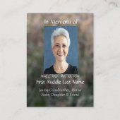 Carte De Visite Vol d'oiseaux à Memorial Keepsaké Barn Owl (Dos)