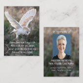 Carte De Visite Vol d'oiseaux à Memorial Keepsaké Barn Owl (Devant / Derrière)