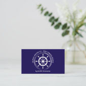 Carte De Visite Volant de navire nautique bleu marine (Debout devant)