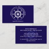 Carte De Visite Volant de navire nautique bleu marine (Devant / Derrière)
