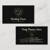 Carte De Visite Volet Black Gold Event Party Planner (Devant / Derrière)