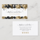 Carte De Visite Volet d'or noir du planificateur de fête (Devant / Derrière)