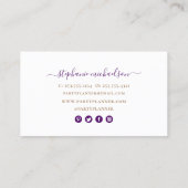 Carte De Visite Volet or violet du planificateur de fête (Dos)