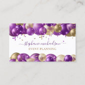 Carte De Visite Volet or violet du planificateur de fête (Devant)