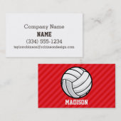 Carte De Visite Volley-ball; rayures rouges écarlates (Devant / Derrière)