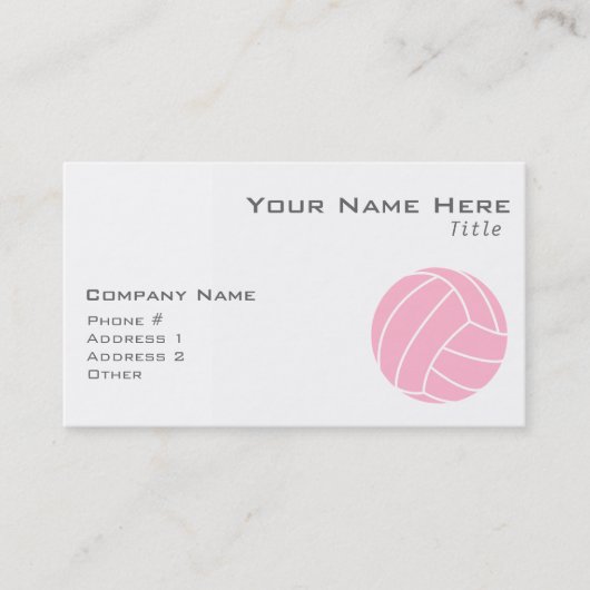 Carte De Visite Volley-ball rose clair (Devant)