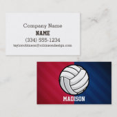 Carte De Visite Volley-ball ; rouge, blanc et bleu (Devant / Derrière)