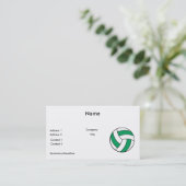 Carte De Visite volley-ball vert et blanc (Debout devant)