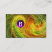 Carte De Visite VORTEX LUMINEUX Jaune Noir Violet Gem Monogramme (Dos)