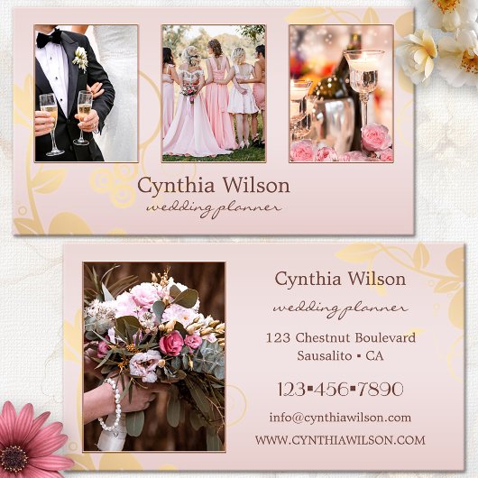 Carte De Visite Vos 4 Photos Blush Gold Wedding planner