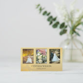 Carte De Visite Vos 4 Photos Elegant Gold Wedding planner (Debout devant)