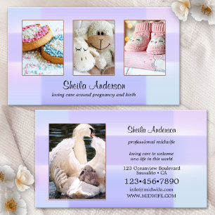Carte De Visite Vos 4 Photos Pastel Services de Doula Sage-Femme B