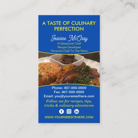 Carte De Visite Vos Photos Restaurant Chef Services de restauratio (Devant)