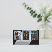 Carte De Visite Vos Photos Silver Black Personal Trainer (Debout devant)