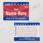 Carte De Visite VOTE - Campagne politique (Devant / Derrière)