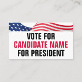 Carte De Visite Vote For Candidate American Flag Patriotic QR Code (Devant)