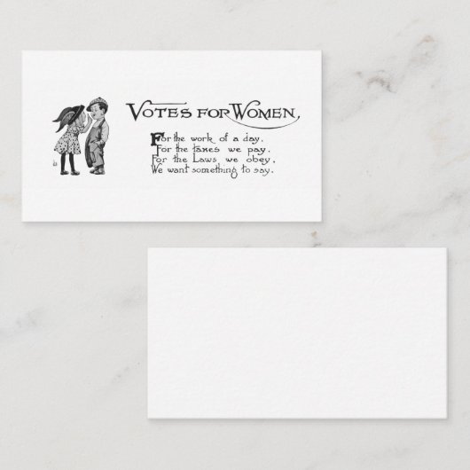 Carte De Visite Votes Pour Les Femmes (Devant / Derrière)