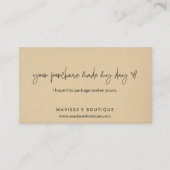 Carte De Visite Votre achat Fabriqué Mon Merci de jour (Devant)