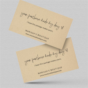 Carte De Visite Votre achat Fabriqué Mon Merci de jour