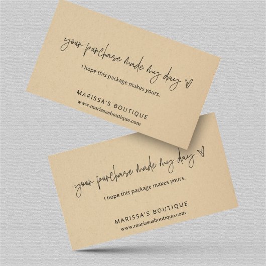 Carte De Visite Votre achat Fabriqué Mon Merci de jour