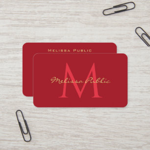 Carte De Visite Votre code QR Gold Nom de texte Script Ruby Red