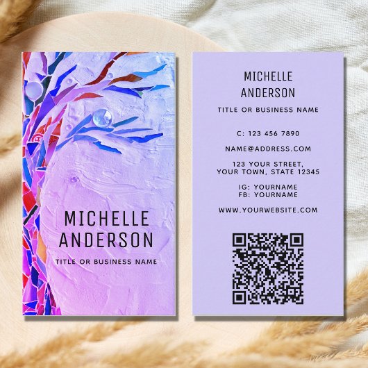 Carte De Visite Votre code QR professionnel violet