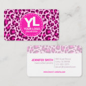 Carte De Visite Votre Empreinte de léopard rose logo Rockabilly Mo (Devant / Derrière)