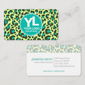 Carte De Visite Votre Empreinte de léopard Turquoise de logo Rocka (Devant / Derrière)