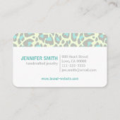 Carte De Visite Votre Empreinte de léopard Turquoise de logo Rocka (Dos)