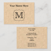 Carte De Visite Votre lettre. Monogramme fait sur commande. Noir (Devant / Derrière)