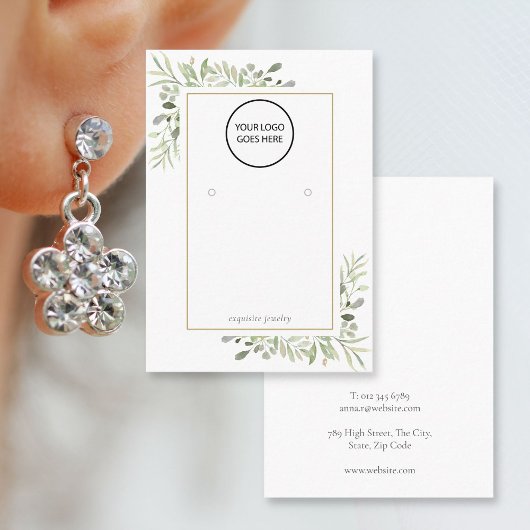 Carte De Visite Votre logo Aquarelle Verdure Écran d'oreille