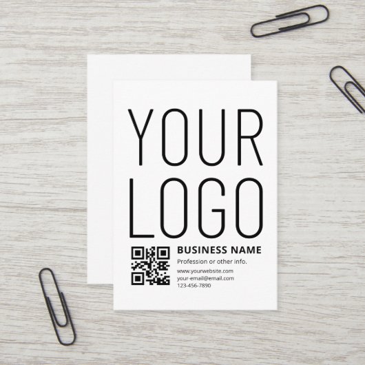 Carte De Visite Votre logo avec code QR et texte modifiables (Devant/Arrière en situation)