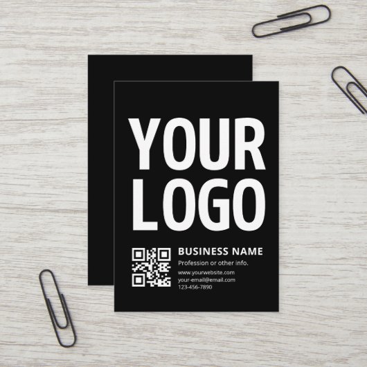 Carte De Visite Votre logo avec QR code et texte modifiables (Devant/Arrière en situation)