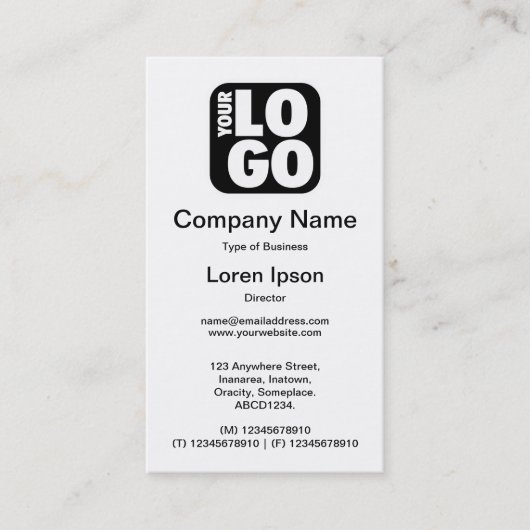 Carte De Visite Votre logo - blanc (Devant)