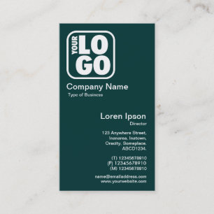 Carte De Visite Votre logo - blanc sur 003333 vert-foncé