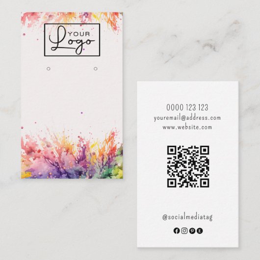Carte De Visite Votre logo Bright Earring Card Social Media Code Q (Devant / Derrière)