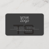 Carte De Visite Votre logo et code QR Gris foncé moderne (Devant)