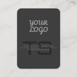Carte De Visite Votre logo et code QR Gris foncé moderne